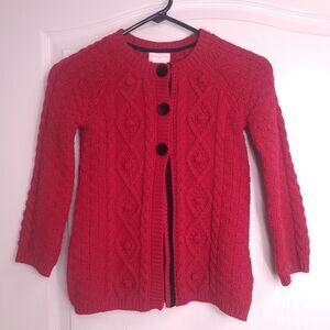 Red Knit Holiday Sparkle Sweater Cardigan Little Girl
